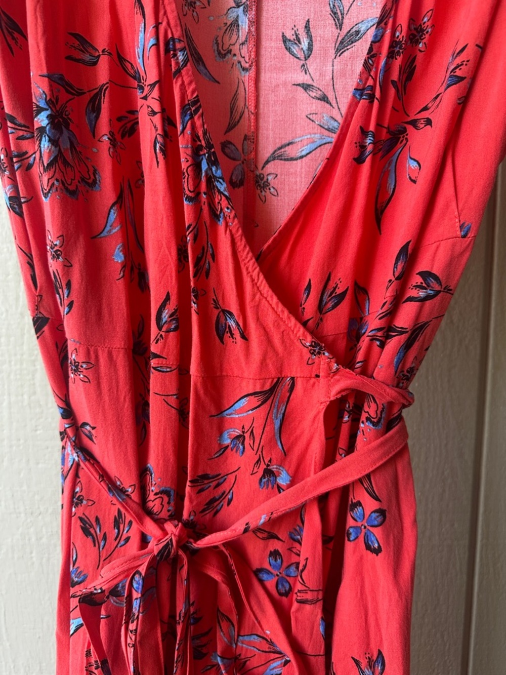 GAP Coral Red Floral Wrap Maxi Dress - Picture 2 of 5